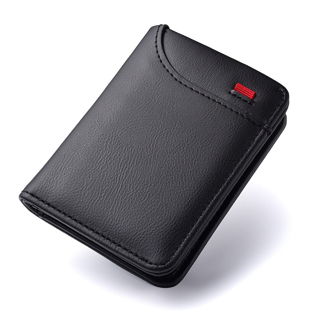 1pc Men'S Vintage Faux Leather Credit Card Wallet, Slim and Soft Design, Multiple Card Slots, Business Style Driver'S License Card Holder, Travel Zero Wallet