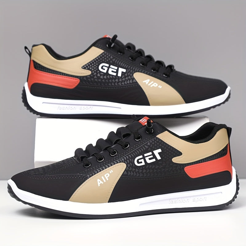 Men's White/Grey/Black Casual Sneakers - Low-Top Lace-Up Shoes with Cushioned Rubber Sole, PU Upper Fabric Lining - Lightweight Everyday Walking Shoes for Gym, Office, Travel - Minimalist Athletic Footwear, Shoes Sneakers,
