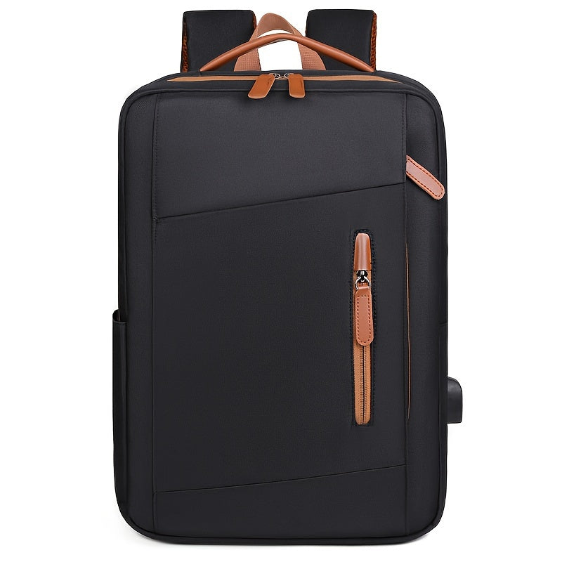 Stylish Lightweight Laptop Backpack - Adjustable Shoulder Straps, Multiple Compartments, USB Charging Port, Perfect for Commuting, School, Travel Business, Casual Style, Polyester Lining, Secure Zipper Closure, Laptop Carry