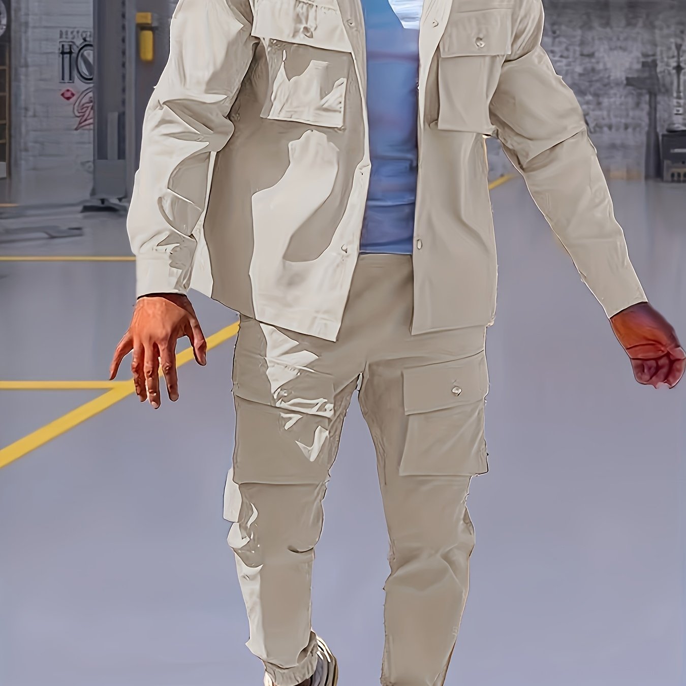 Men'S Casual Polyester Suit Set, Solid Color, Non-Stretch, Regular Fit, with Lapel Collar, Pocket Details, for Hiking, Daily Wear, and Special Occasions, Spring/Fall, Fall/Winter