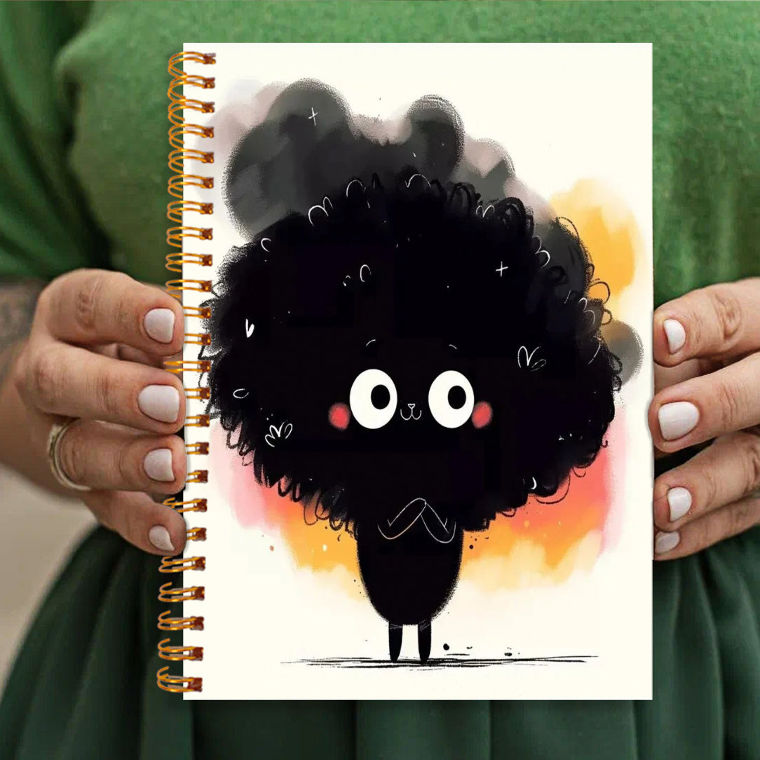 1pc Cute Black Exploding Head Spiral Notebook - Adorable Cartoon Design, 13.97x21.08cm, 50 Pages - Perfect for Office, School, Study, and Gift, Notebooks for School