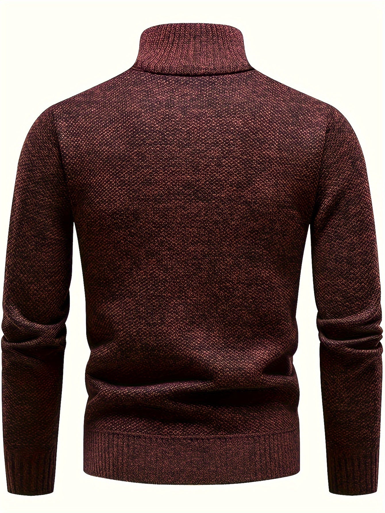 Men's Fleece-Lined Warm Knit Sweater - Autumn/Winter, Solid Color with Stand Collar & Short Zipper Placket, Long Sleeve, Polyester - Ideal for Hiking, Cycling & Casual Attire, Winter Sweater