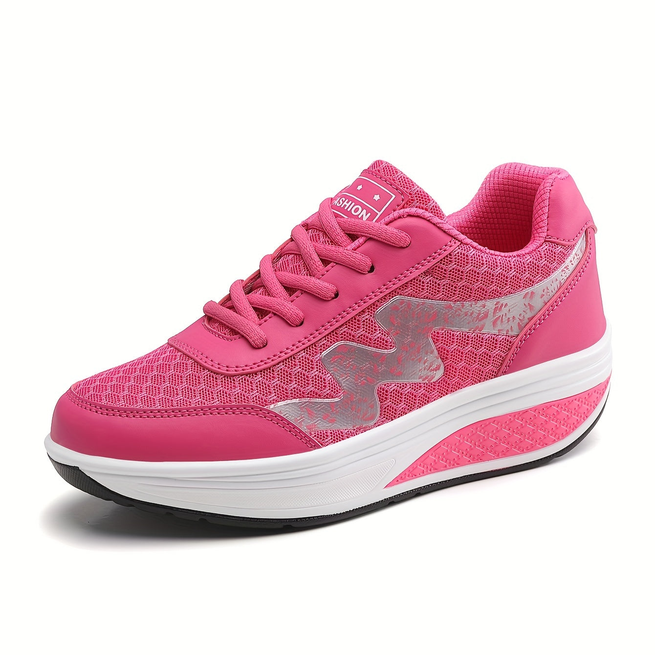Women's Light Blue Breathable Mesh Sneakers - Air-Cushioned, Thick-Soled Sneakers with Sport Control Lace-Up Design for All Seasons