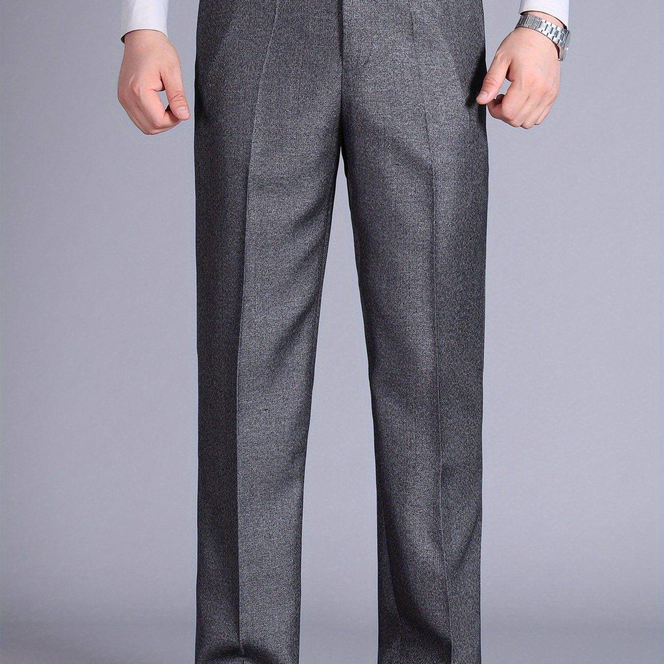 Men'S Casual Spring/Fall Polyester Solid Color Regular Fit Pants with Pocket