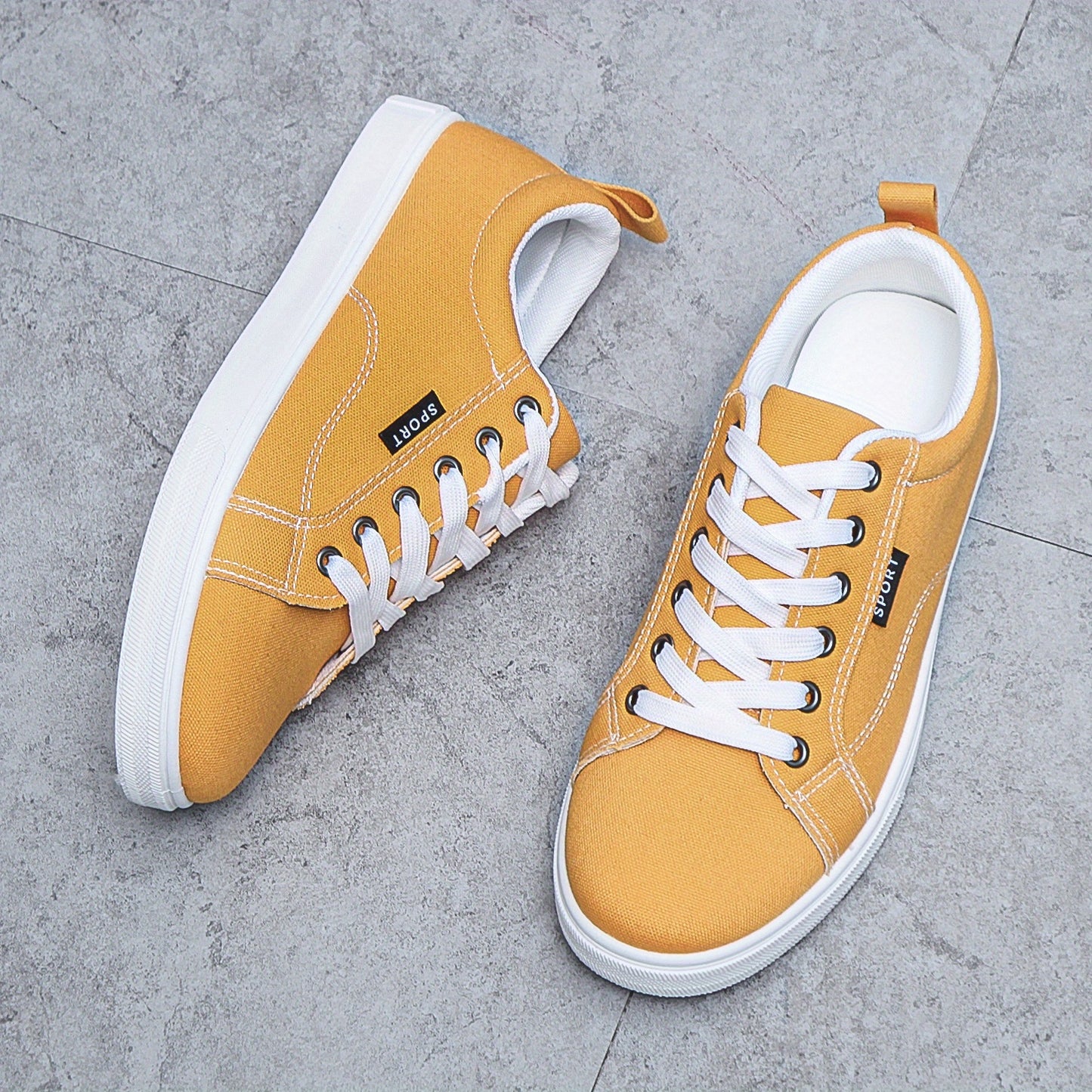 Men's Canvas Skate Shoes, Casual Outdoor Non-slip Lace-up Walking Sneakers, Flat Shoes