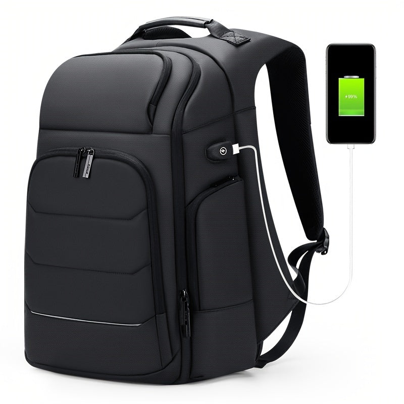 FENRUIEN Men'S Large Capacity Expandable Backpack with USB Charging, 39.62cm Laptop Bag, Durable Oxford Fabric, Multiple Compartments for Travel and Business Use, Travel Backpack Minimalist Backpack Durable Zippers, Lapto
