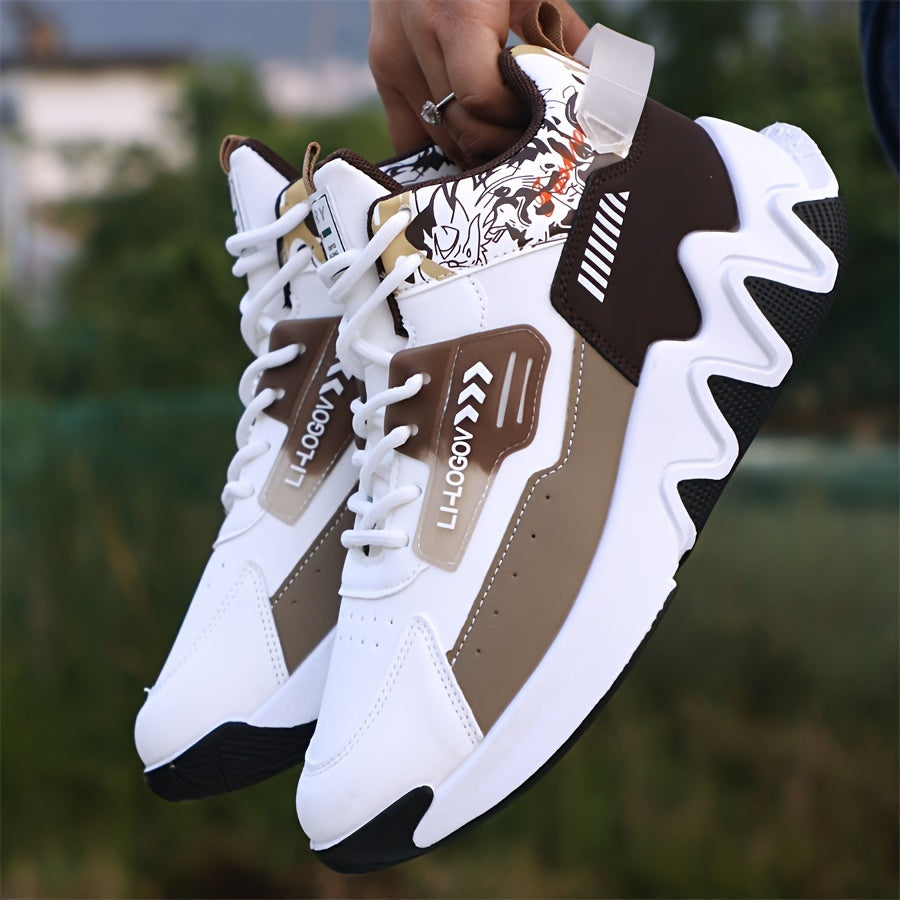 Men'S Stylish High-Top Sneakers with "WOD" Logo - Comfortable, Non-Slip Lace-Up Athletic Shoes for Outdoor Activities, All-Season Wear, Casual Sports Style, Rubber Sole, Fabric Upper, Casual Athletic Shoes Stylish High Top