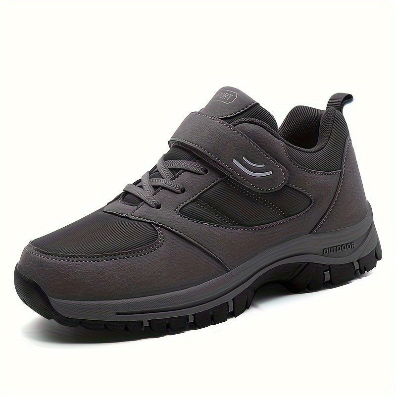 Men's Breathable Casual Shoes With Hook And Loop Fastener, Comfy Soft Sole Sneakers For Outdoor Jogging, Spring And Summer