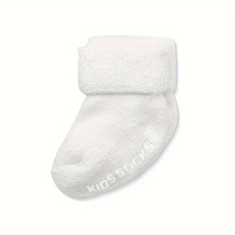 6pcs Cozy Cotton Blend Youngsters & Youngsters Boys' Socks - Warm, Thick, Mid-Calf with Non-Slip Bottoms, Soft Ribbed Cuffs - Perfect for Fall/Winter - Navy, Light Blue, White, Gray, Youngsters Socks