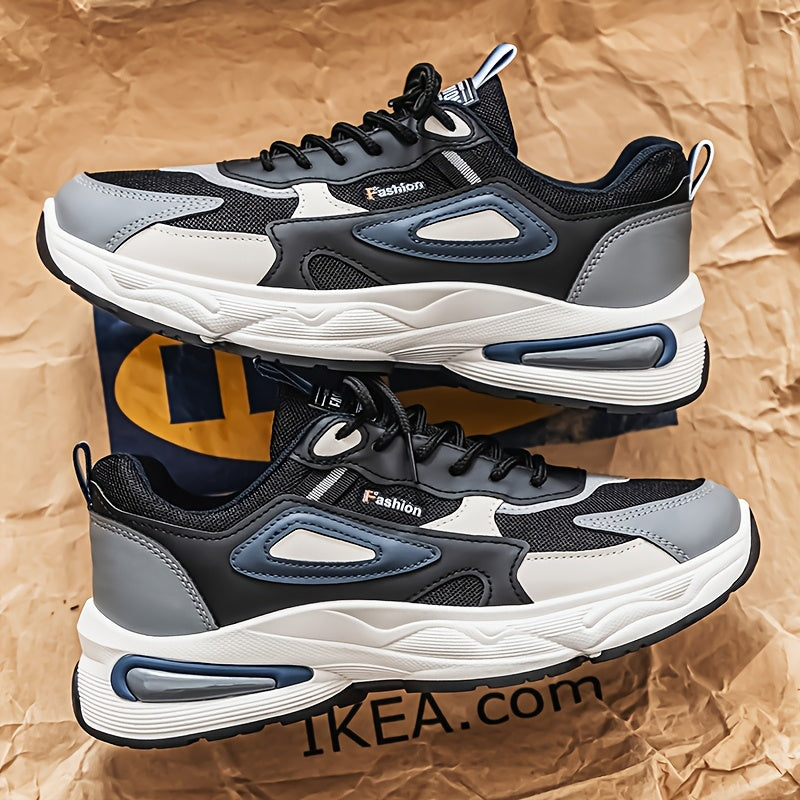 Men's Fashion Sneakers - White/Black/Brown PU Upper, Breathable Fabric Lining Cushioned EVA Insole, Durable PVC Sole, Lace-Up Mid-Top Design for All-Season Casual Daily Wear, High Top Sneakers, Versatile Footwear, Modern