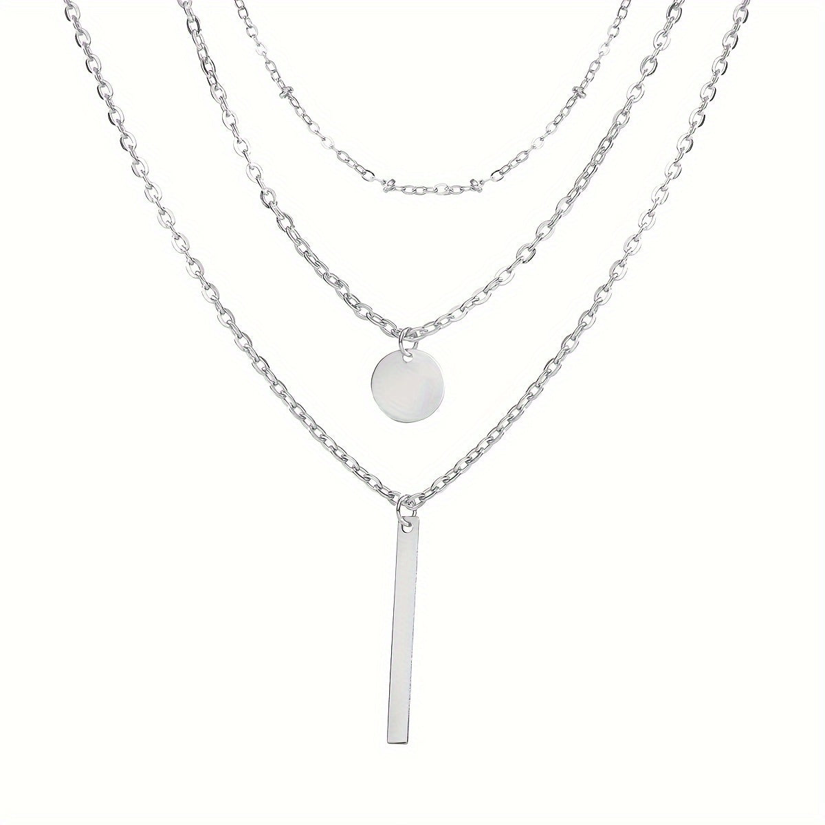 A Stylish Multi-Layered Choker Necklace with Copper Beads And Sequins, Featuring a Creative Three-Layer Design.