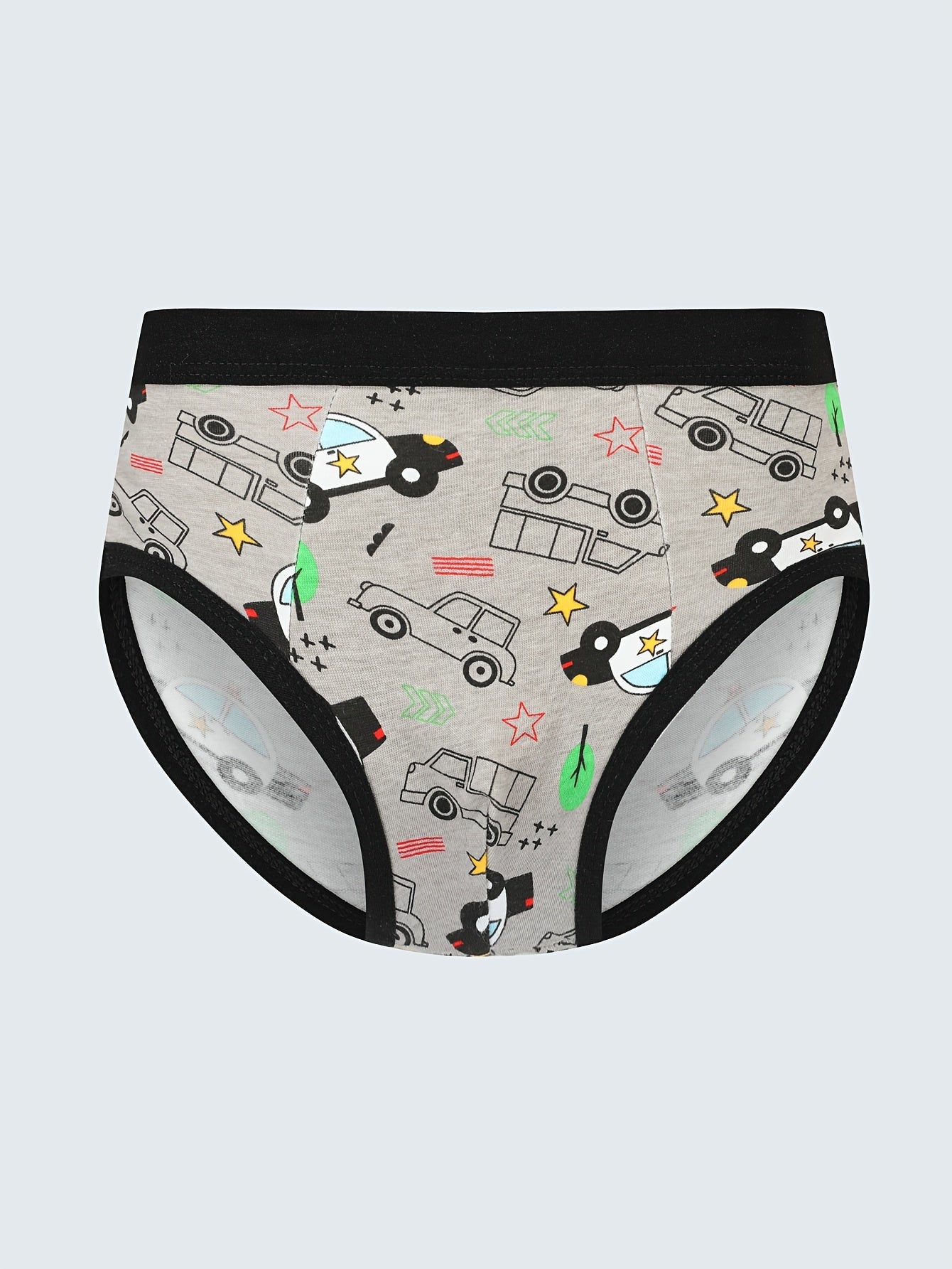 Boys' Cotton Briefs with Cartoon Car Print - Soft & Breathable