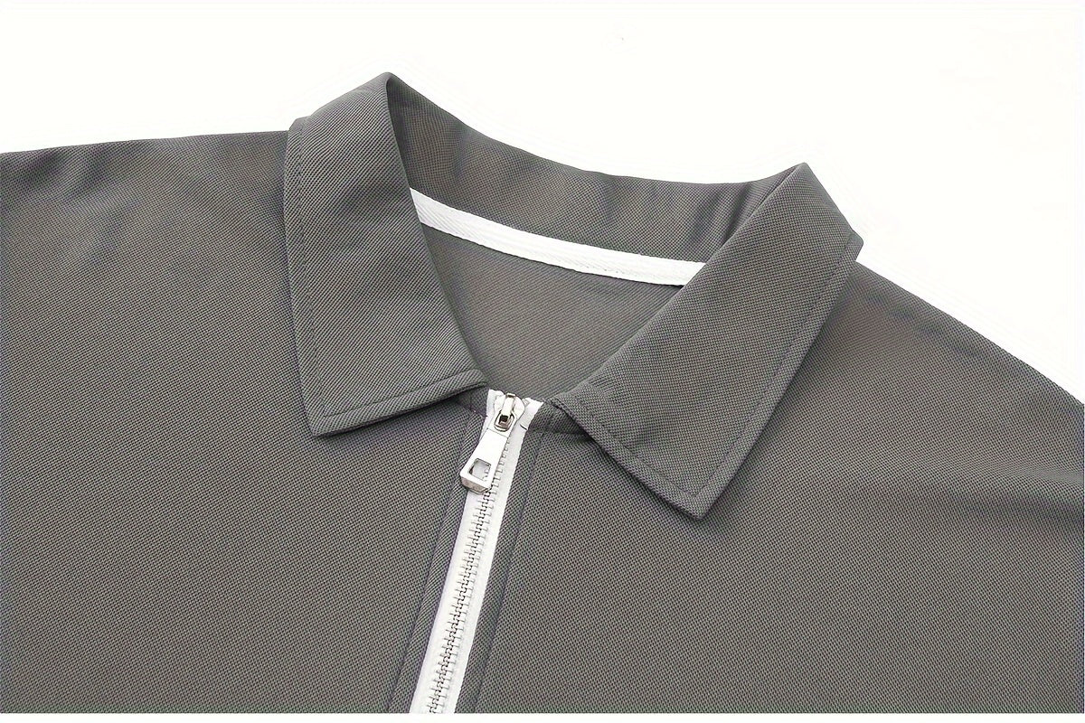 Men's Slim-Fit Casual & Joggers Set - Breathable Polyester, Short Sleeve, Summer Outdoor Wear