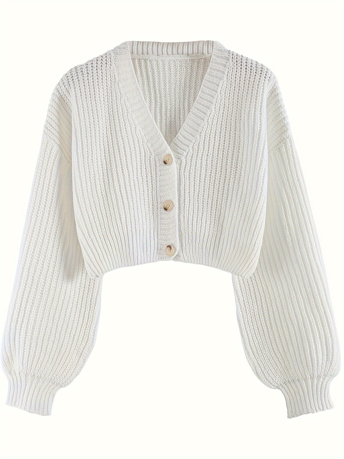 Elegant Drop Shoulder Women's Knit Cardigan with Contrasting Buttons - Long Sleeve, Ribbed Detail, Polyester, Perfect for Fall/Winter