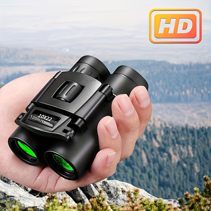 10x22 կոմպակտ ծալովի հեռադիտակ HD, թեթև, գրպանի չափսի, պրիզմայով և կենտրոնական ֆոկուսով - դիմացկուն պլաստիկ՝ հետազոտությունների, համերգների, սպորտային միջոցառումների, կոմպակտ հեռադիտակների համար