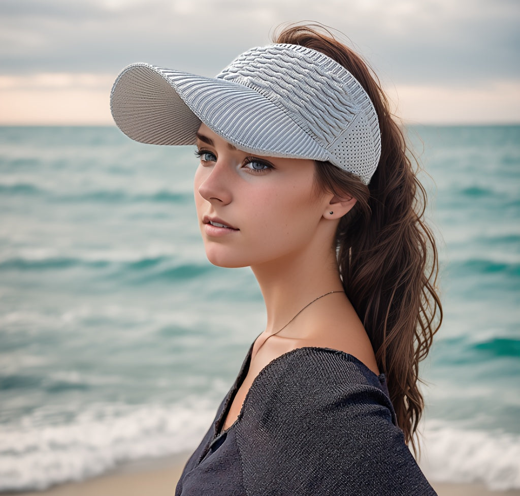 Casual Elastic Knitted Cap, Breathable Women's Empty Top Sunshade Hat For Outdoor Sports And Sun Protection