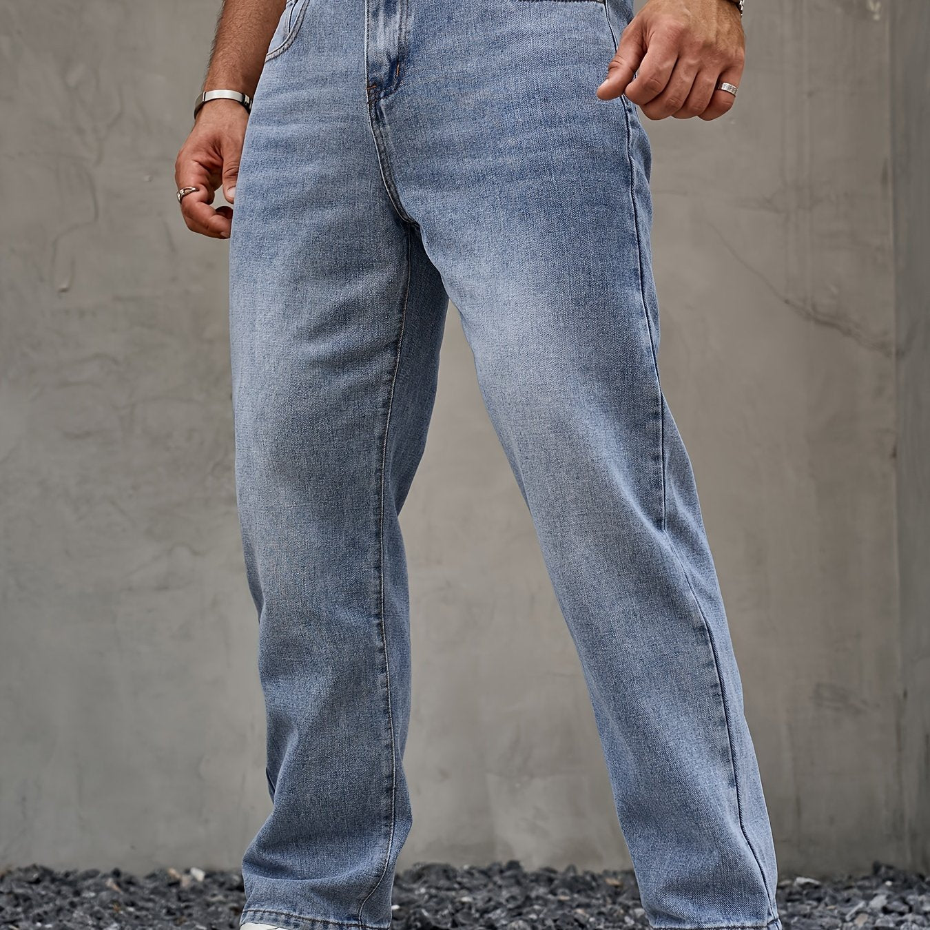 Men's Casual Denim Jeans, 80% 14.0% Viscose 5.0% Polyester 1.0% Modal Blend, Solid Color, Non-Stretch Fabric, Regular Fit, All-Season, Washed Finish, Woven - Multiple Sizes Available, Casual Wear Jeans|Versatile Jeans| Blend