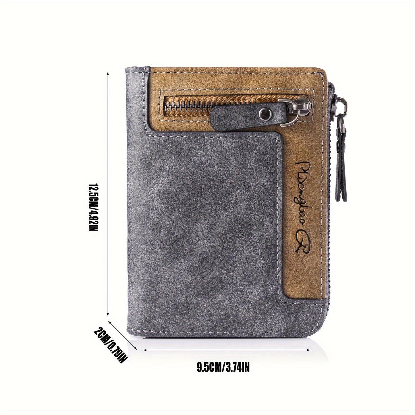 1pc Men's Retro Short Wallet, Multifunctional Fashion Zipper PU Leather Wallet, Ideal Gift For Men