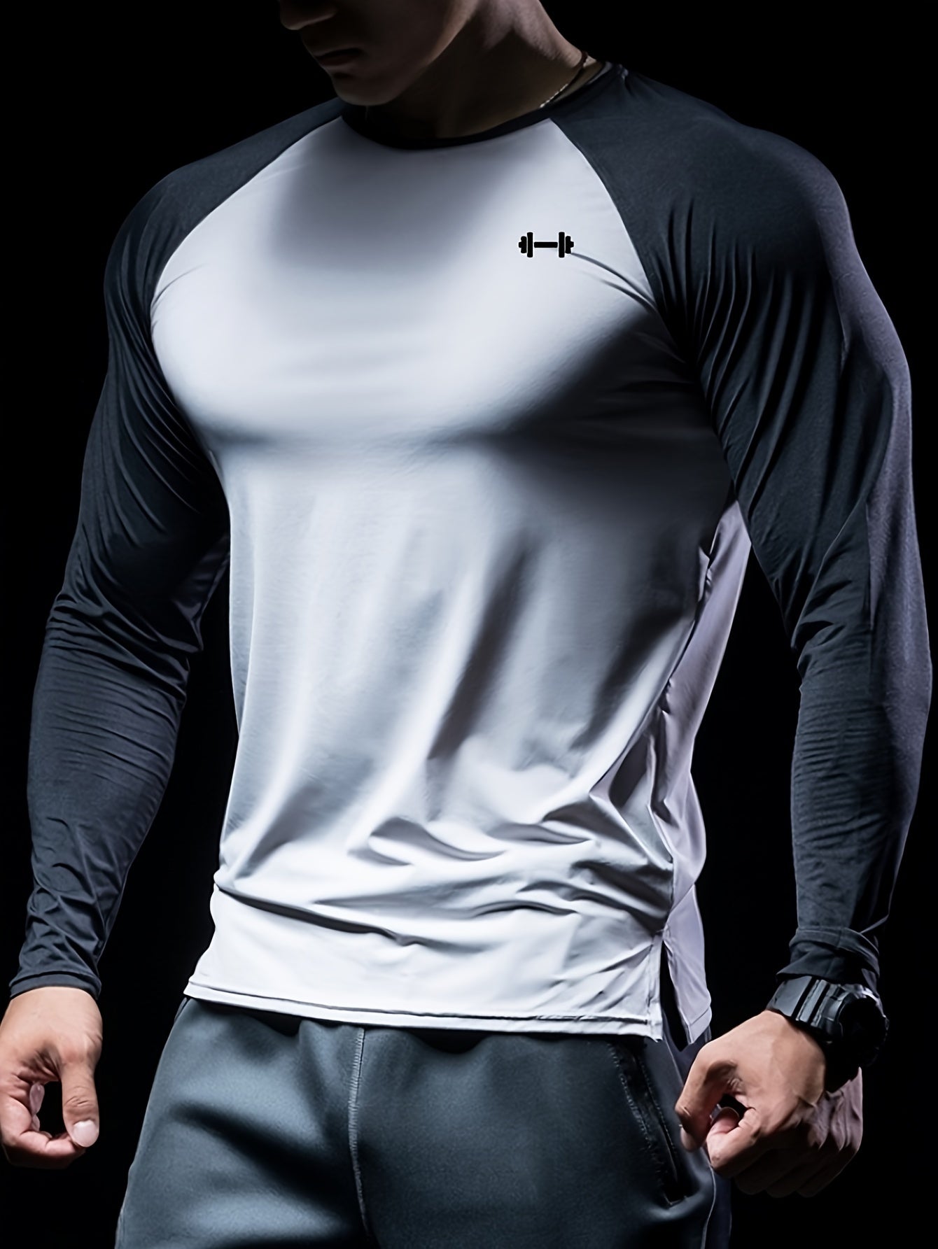 Տղամարդկանց Color Block Athletic Muscle Fit շապիկ, տղամարդկանց շնչառական կոմպրեսիոն շապիկ, հարմարավետ վերնաշապիկ ամառային սպորտի համար