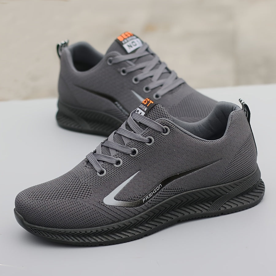 Men's Breathable Mesh Running Shoes - Lightweight, Non-Slip Casual Sneakers with "BEST PARENTS NO.2.54cm Design, Low-Top Lace-Up Sneakers for All Seasons