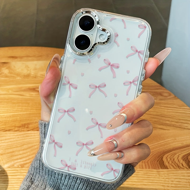 Luxury Original Shockproof Clear Protective Case for Iphone 16/Iphone 16 Pro Max/16 Plus/16 Pro/Iphone 15/Iphone 15 Pro Max/15 Plus/15 Pro with Love Bow Design.