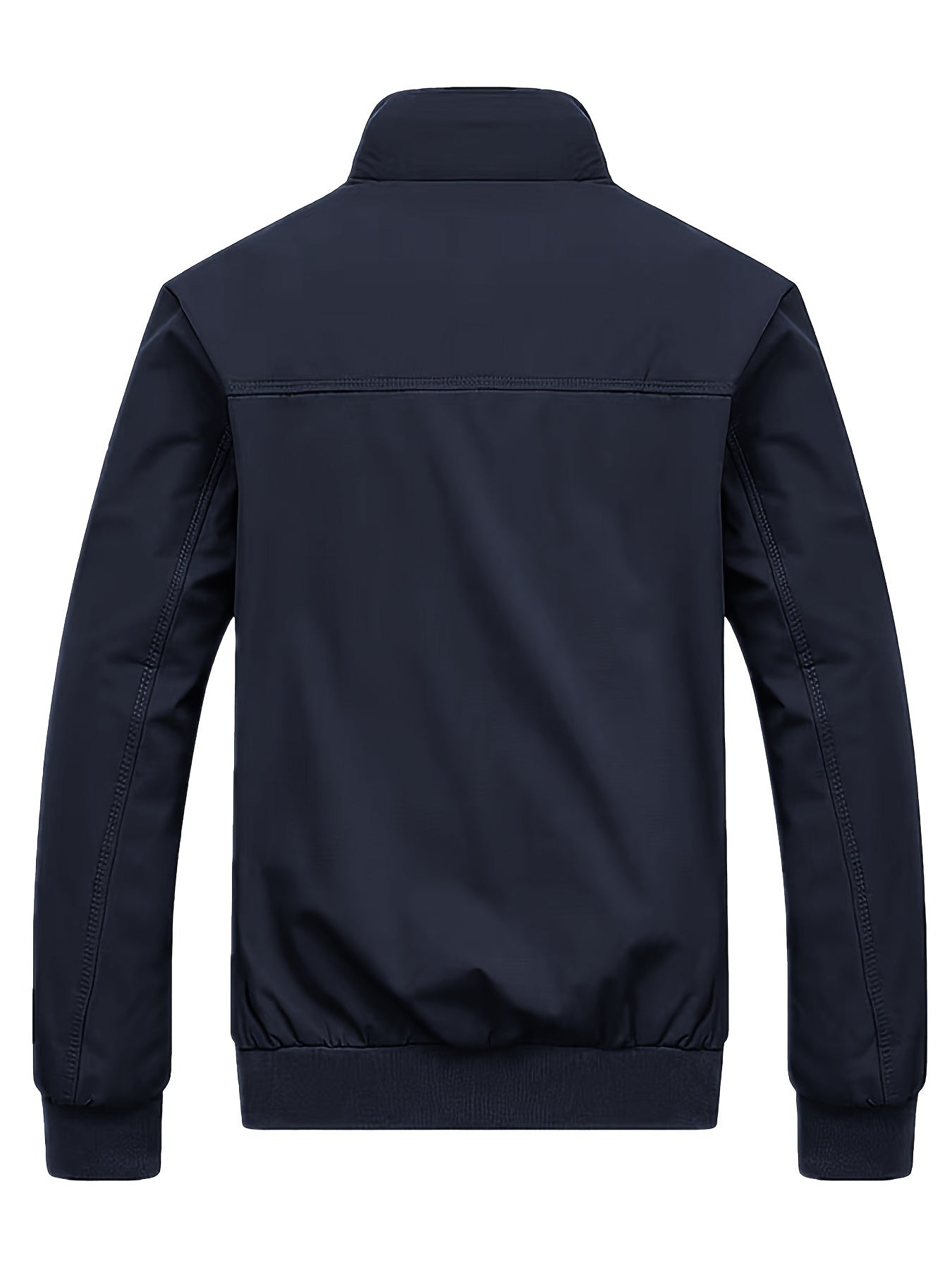 Men's Long Sleeve Zip Up Stand Collar Coat, Business Stand Collar Jacket With Zipper Pockets, Spring Autumn Men's Clothing