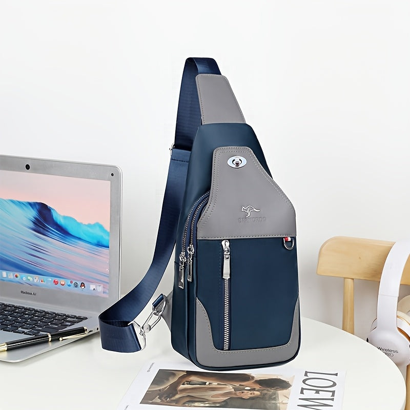 SelectMen'S Large Capacity Motorcycle Bag - Trendy Crossbody Shoulder Bag with Multiple Pockets, Casual Oxford Style, Hand Washable, Ideal for Daily Commute, Everyday Commute Bag Casual Style Bag Zippered Closure