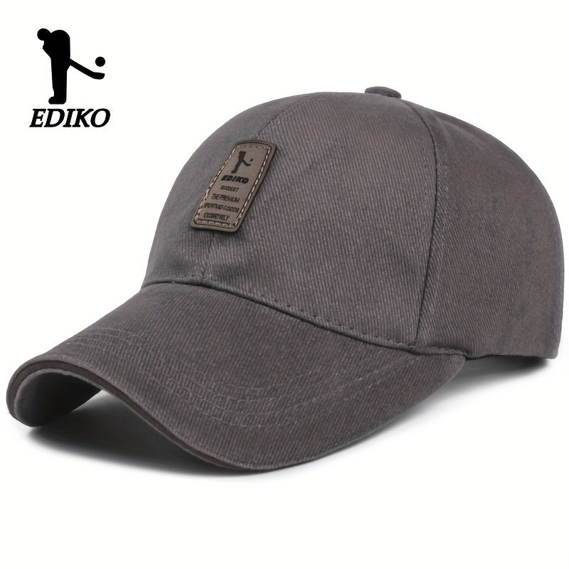 EDIKO Unisex Baseball Cap, 100%, Breathable Sun Protection Hat for Men & Women, Casual Outdoor Golf Cap, Woven, Hand Washable - Black