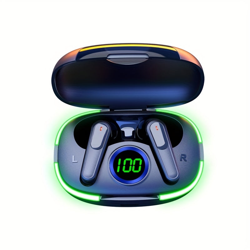 2024 Upgraded Wireless Earbuds with LED Display - Touch Control, In-Ear TWS Headphones for Sports & Gaming, Compatible with iOS/Android, USB Charging Case Included, Non-Waterproof, Plastic Build, Wireless Listening|Stylish In