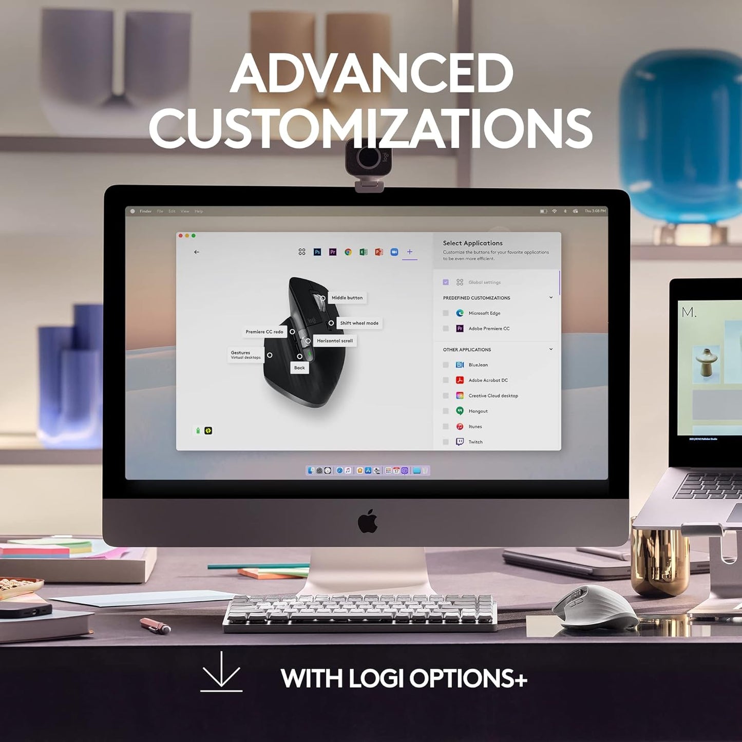 Logitech MX Master 3S for Mac - Wireless Bluetooth Mouse with Ultra-Fast Scrolling, Ergo, 8K DPI, Quiet Clicks, Track on Glass, Customization, USB-C, Apple, Ipad - Space Grey