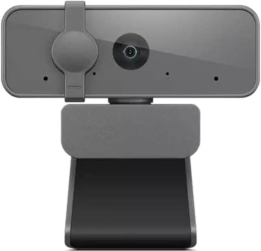 Lenovo NET_BO Essential FHD Webcam Grey, 1080P, Stereo Microphone, USB Camera for Live Streaming and Video Calling, Privacy Cover, Plug and Play, Desktop or Laptop, Windows, Mac, Grey