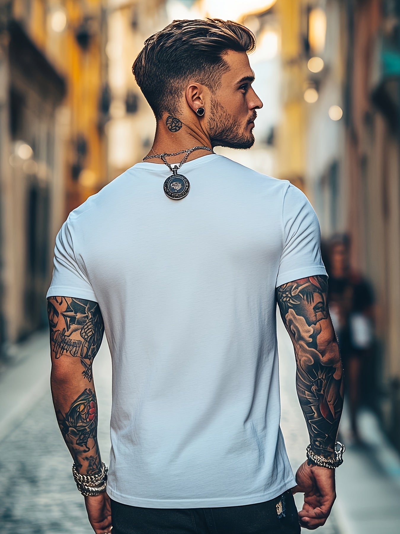 Men'S Brown T-Shirt with ECG Heartbeat Graphic - Casual Streetwear, Short Sleeve, Round Neck, Stretch Fabric, All-Season Comfort, Casual Streetwear Tee Round Neck Tshirt Comfortable Fit