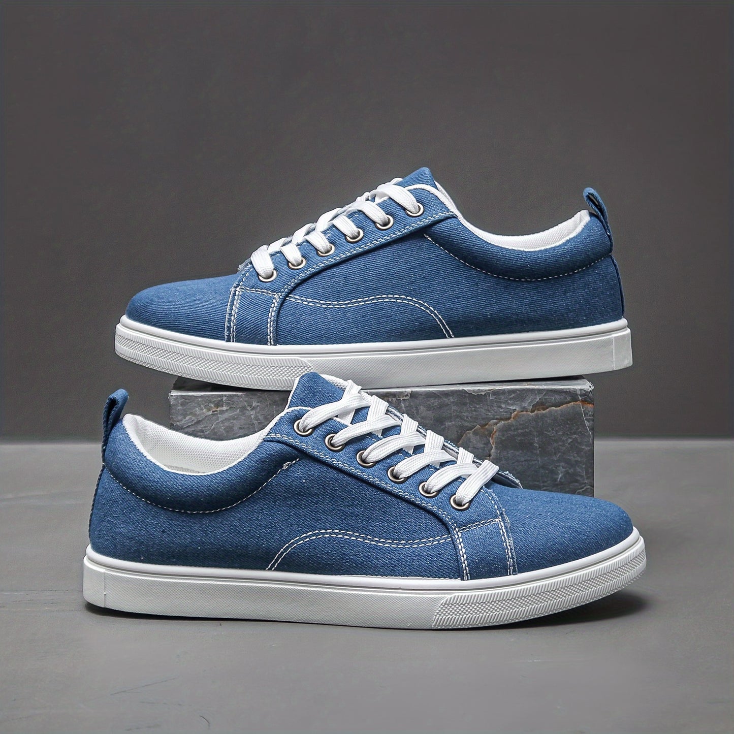 Men's Canvas Skate Shoes, Casual Outdoor Non-slip Lace-up Walking Sneakers, Flat Shoes