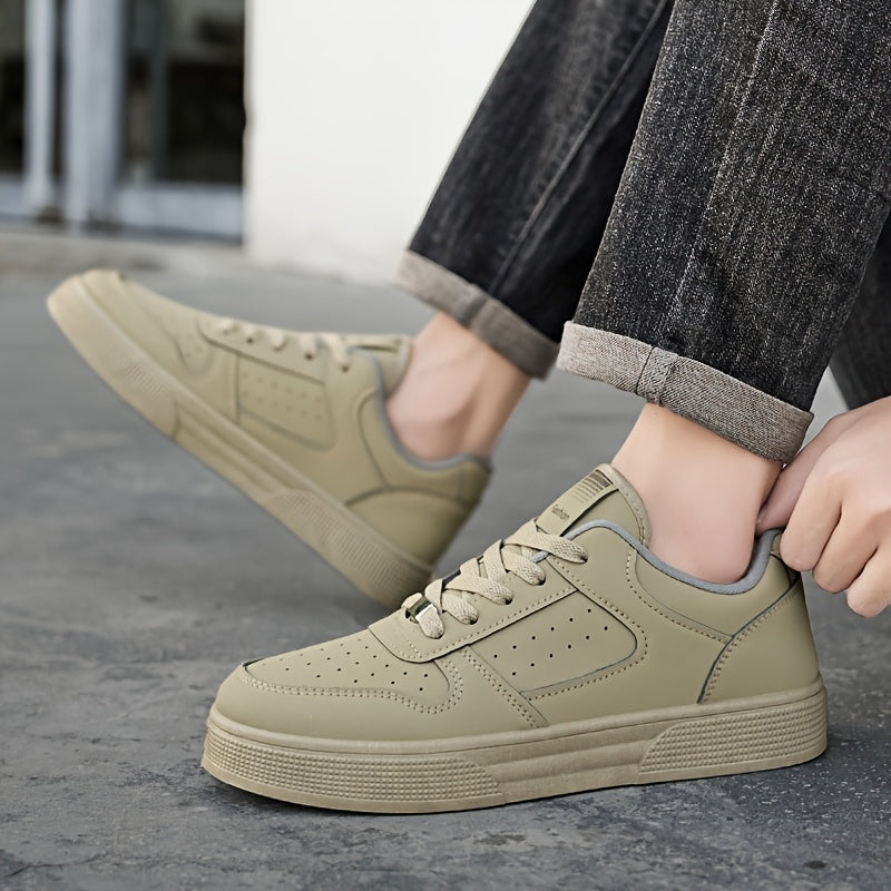 Breathable Skate Shoes - Sleek Black Low-Top Casual Sneakers with Durable PU Upper & PVC Sole, Comfortable Lace-Up Streetwear for Men and Women, All-Season