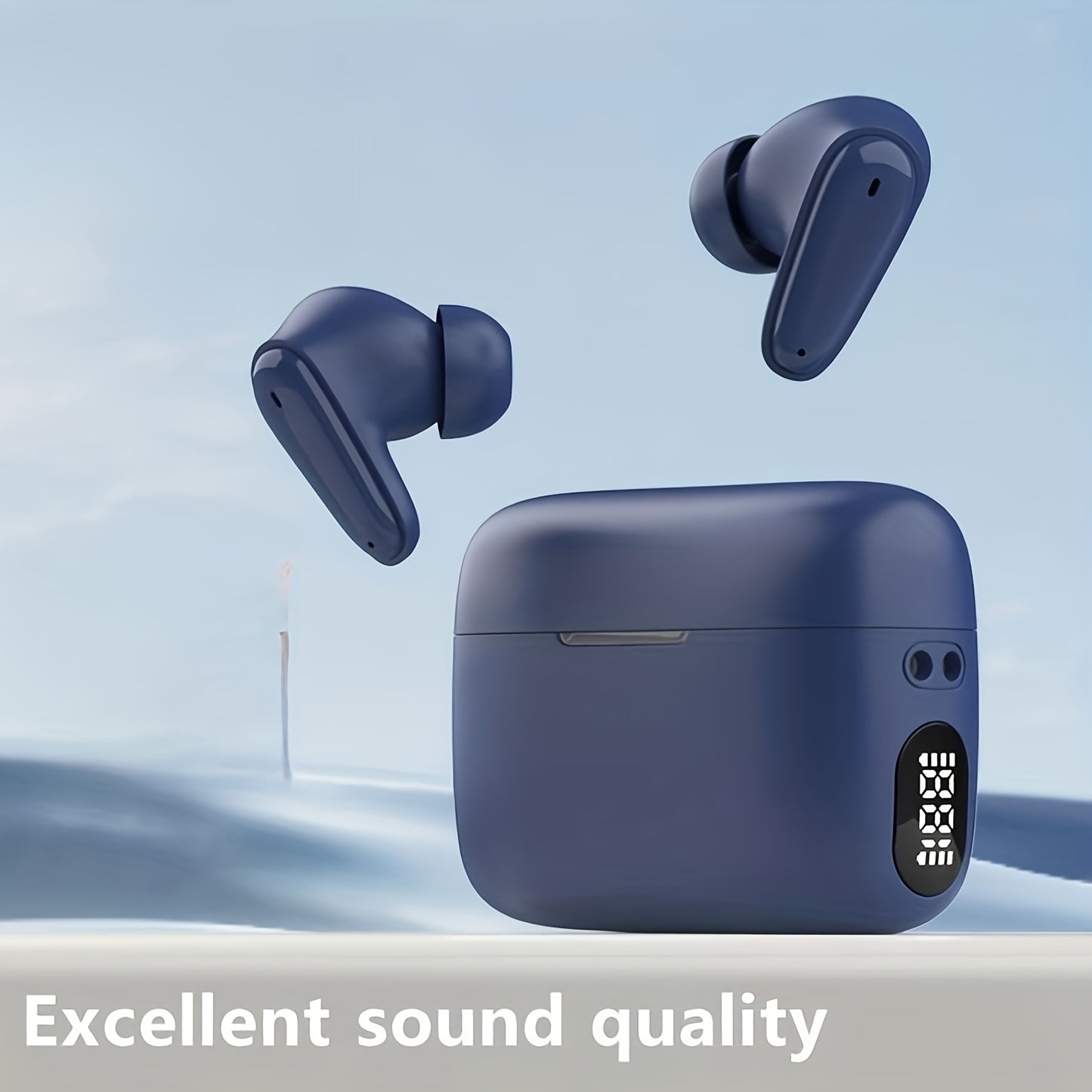 Wireless Earphones with LED Digital Display, Dual Microphones for High-Definition Sound Quality, Comfortable Fit with Wireless Charging Case, Suitable for Sports And Exercise, Compatible with Apple And Android
