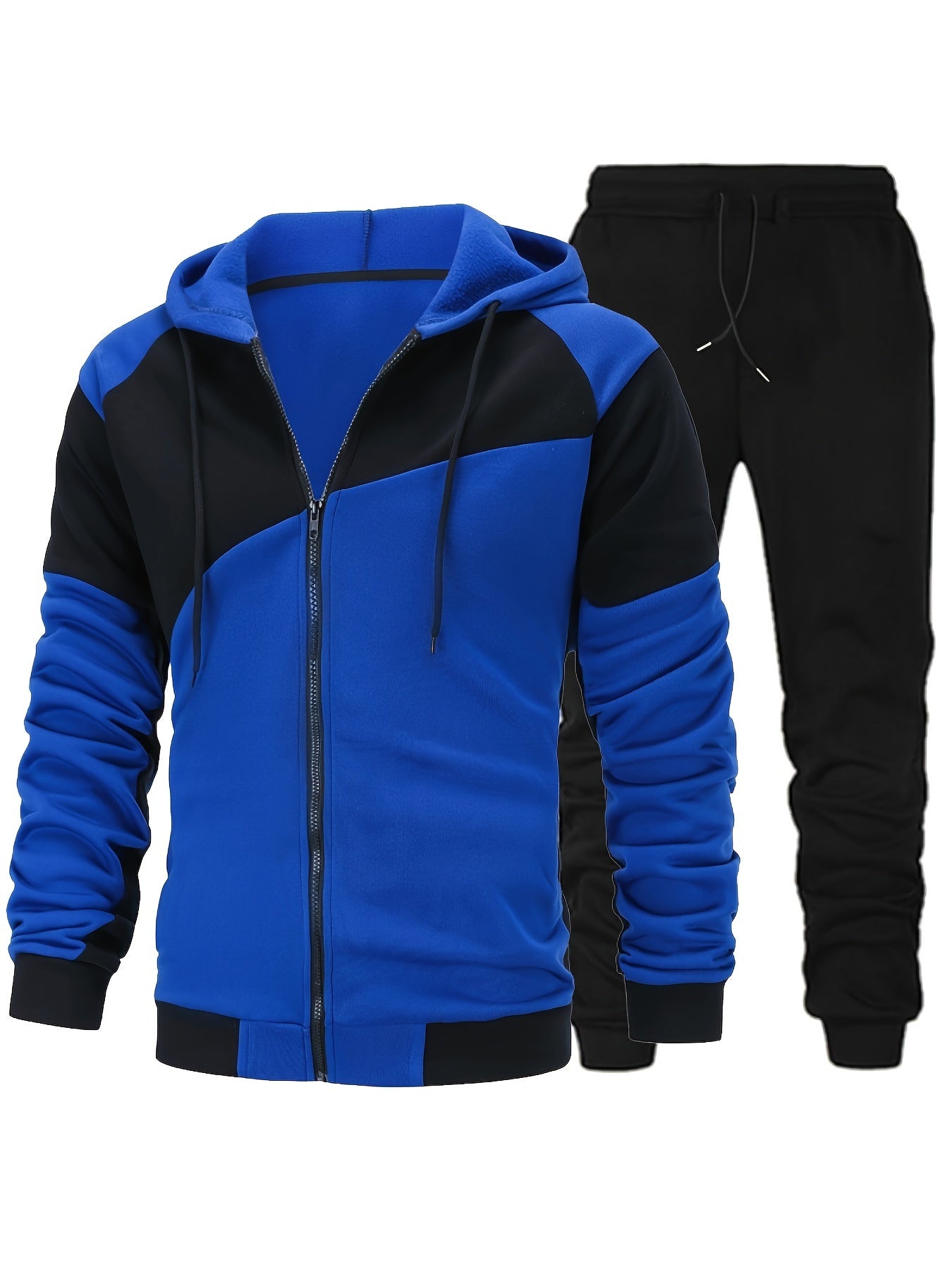 New Autumn and Winter Men's Zipper Design Hoodie Suit Fleece Hoodie Men's Casual Sports Suit