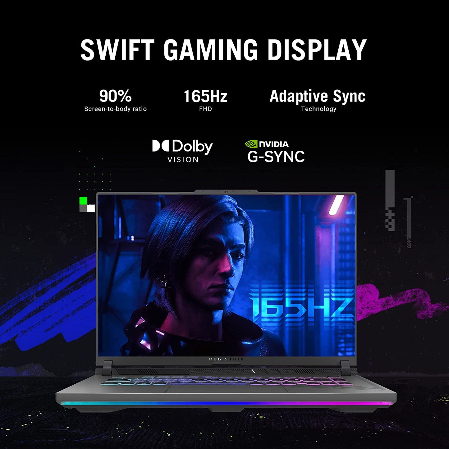 ASUS ROG Strix G16 Gaming Laptop, 16” 16:10 FHD 165Hz Display, NVIDIA® Geforce RTX™ 4060, Intel Core I7-13650Hx, 16GB DDR5, 1TB Pcie Gen4 SSD, Wi-Fi 6E, Windows 11, G614JV-AS74
