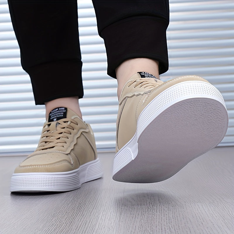 Men's Plus Size Breathable Casual Sneakers - Versatile All-Season Green Skate Shoes with Soft PU/PVC Sole, Lace-Up, Round Toe Design for Business & Social Events
