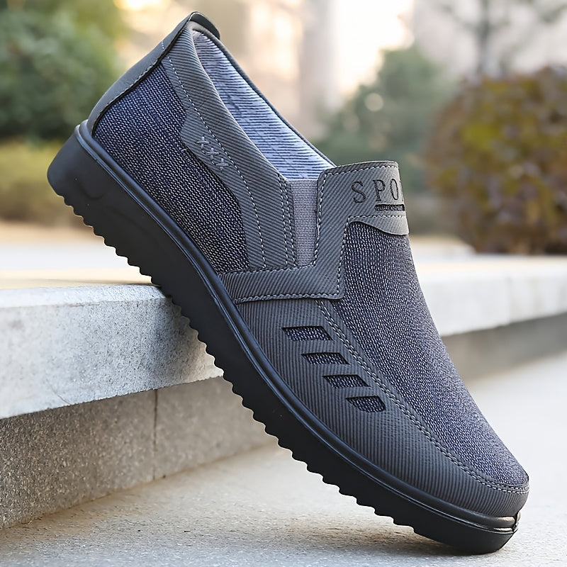Men'S Fashion Loef Lace-Up Casual Sports Shoes, Breathable Mesh Upper, Anti-Slip Outsole, Round Toe, Fabric Upper Material, Fabric Inner Material, Faux Sole, Fabric Insole, Slip-On Closure, for Hiking, Outdoor, Daily Wear, Al