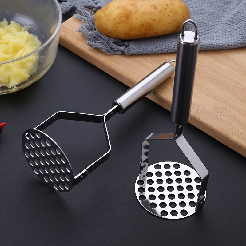 Stainless Steel Potato Ricer Masher - ձեռքով ձեռքի խոհանոցային մամլիչ գործիք բանջարեղենի, մրգերի, չլիցքավորված խոհանոցային սպասքի համար. տնային և դպրոցական պարագաների դիմացկուն բազմաֆունկցիոնալ ջարդիչ
