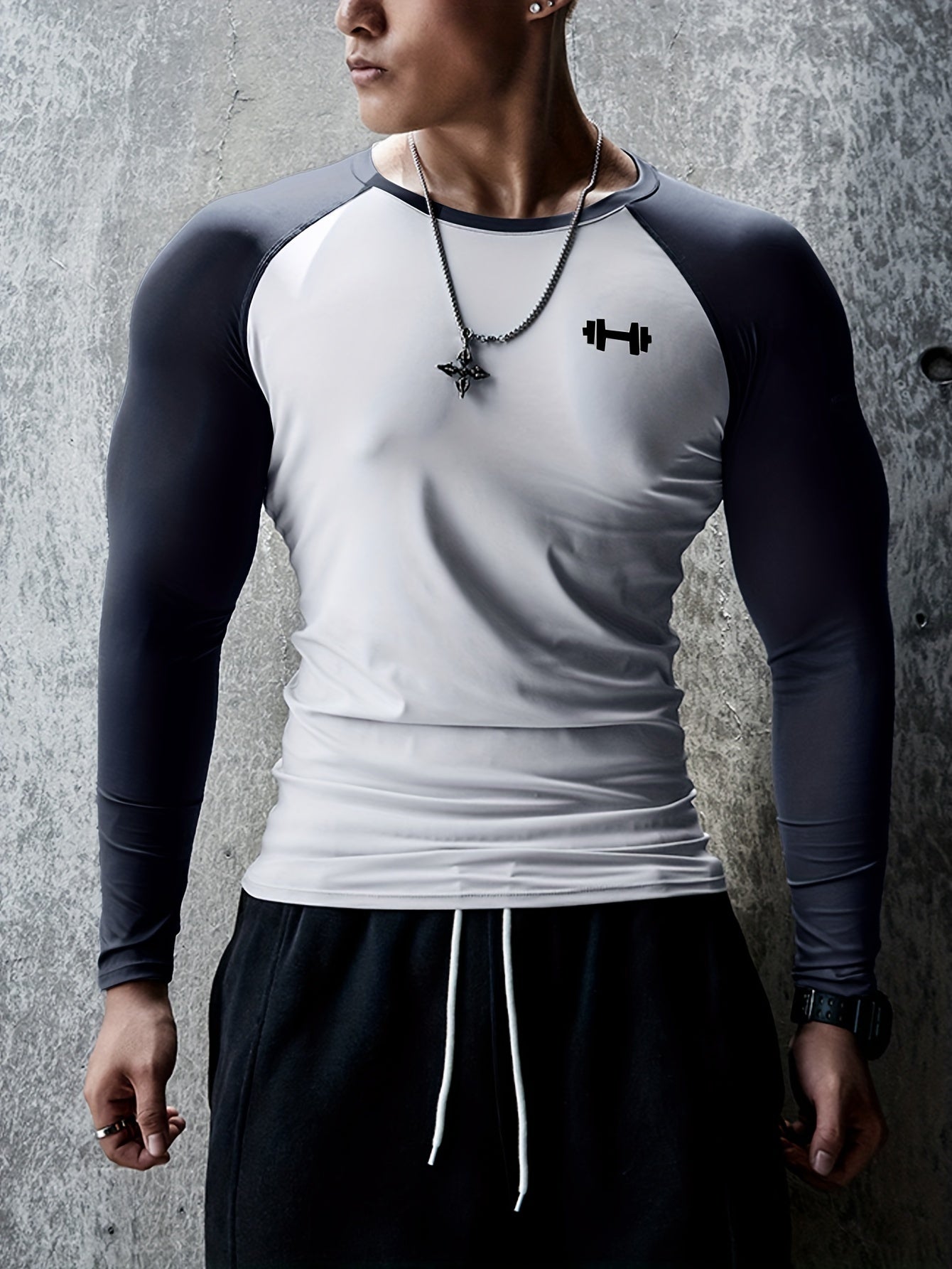 Տղամարդկանց Color Block Athletic Muscle Fit շապիկ, տղամարդկանց շնչառական կոմպրեսիոն շապիկ, հարմարավետ վերնաշապիկ ամառային սպորտի համար