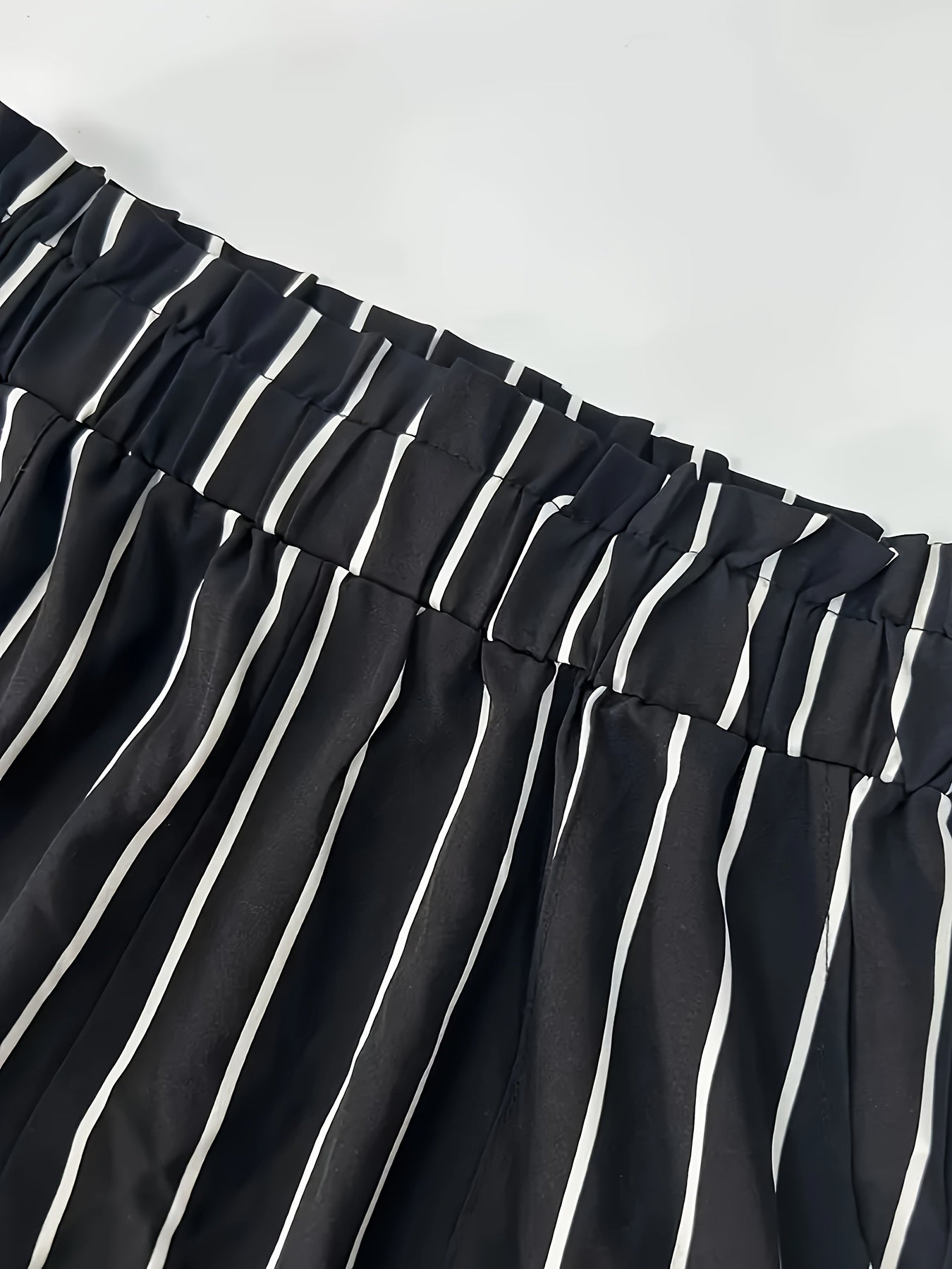 Striped Paperbag Waist Belted Shorts, Vacation Slant Pocket Loose Shorts, Women's Clothing