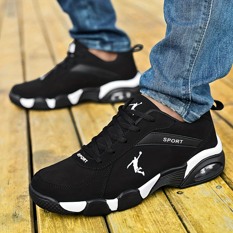 Men's Air Cushion Casual Sneakers - Fleece-Lined Thick Warm Inner PU Upper, Unisex Women Boots, Hiking Shoes, Outdoor Running Snowboots- Geometric Design with Lace Closure for St. Patrick’s Day Halloween Christmas