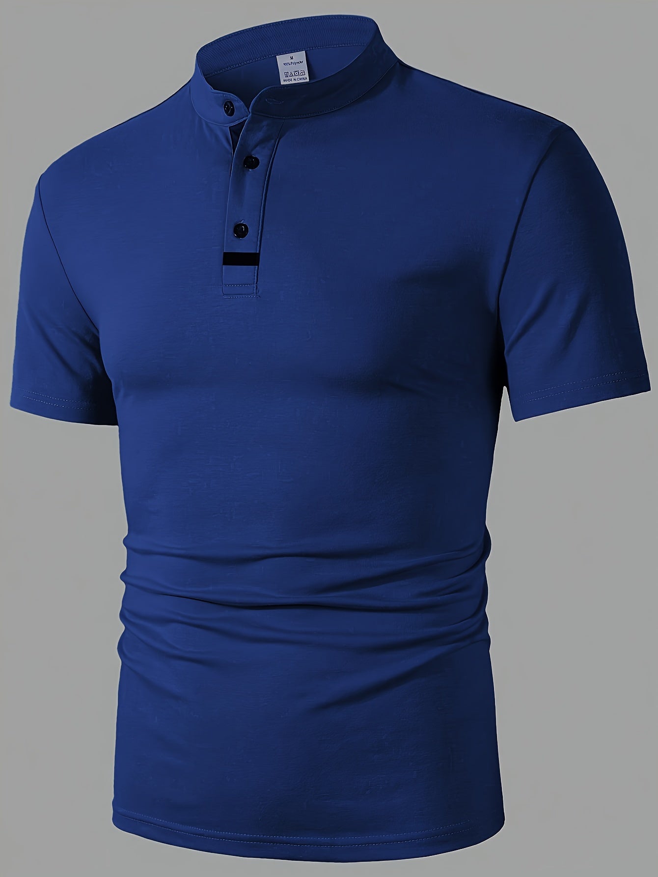 Men's Casual Red Shirt - Short Sleeve, Round Neck with Button Detail, Lightweight Polyester Blend, Ideal for Golf & Casual Attire, Machine Washable