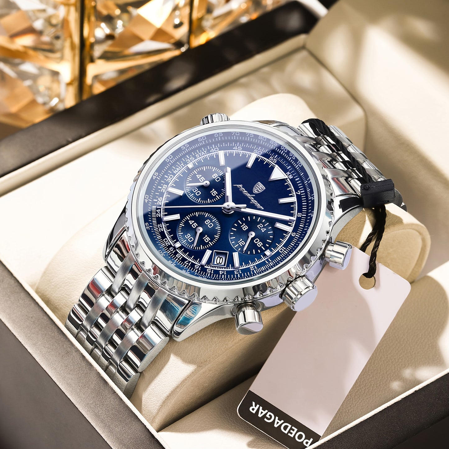 The New 2024 Waterproof Luminous Calendar Stainless Steel Chronograph Quartz Watch from Baida Is a High-End, Powerful, And Trendy Quartz Wristwatch for Men.