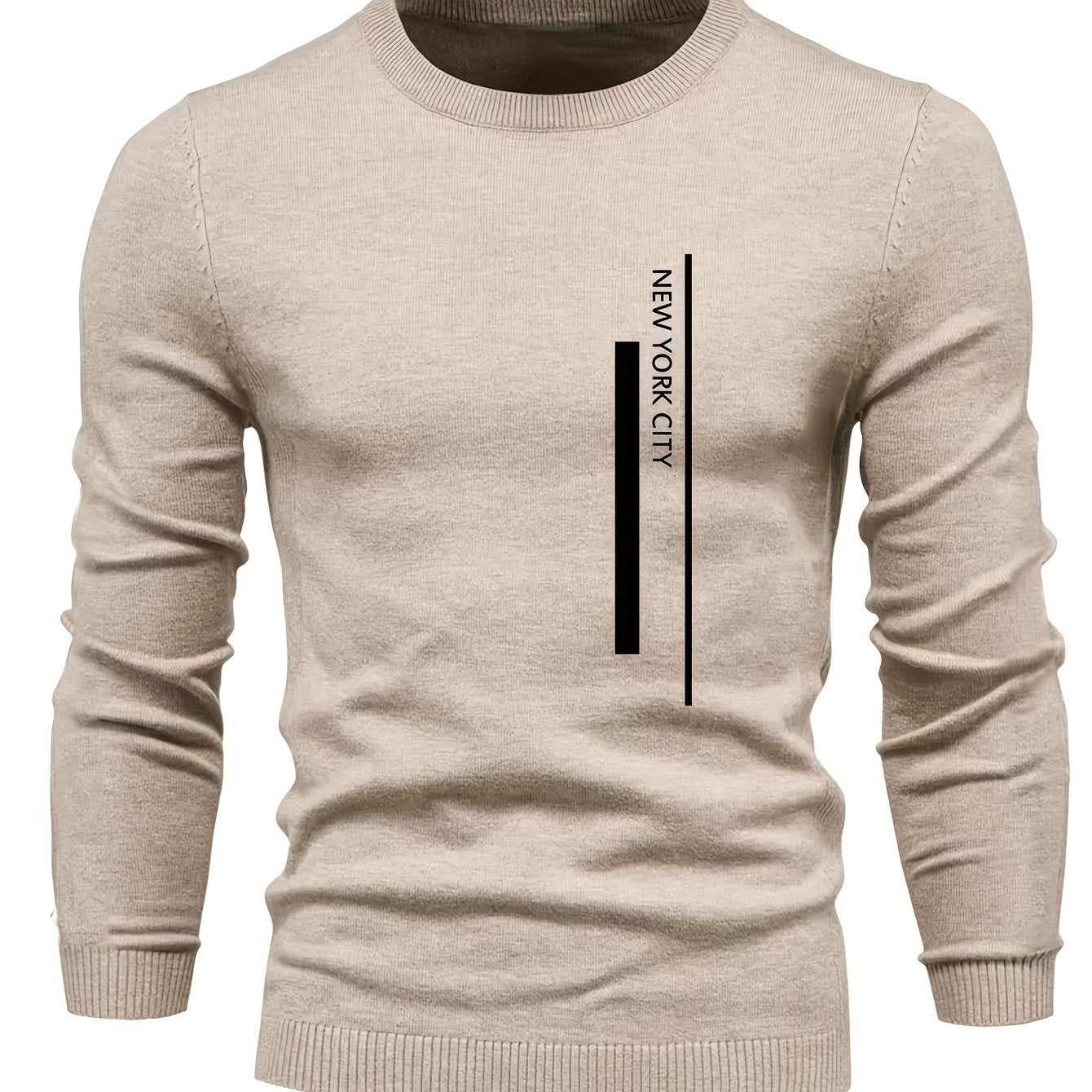 2023 New Cross-border Autumn and Winter Men's Round Neck Random Print Round Neck Knitted Sweater