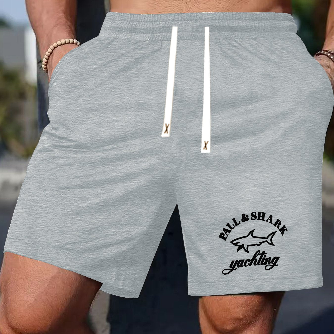 Men'S Stylish Print Shorts with Yacht Patterns, Drawstring Casual Summer Shorts.
