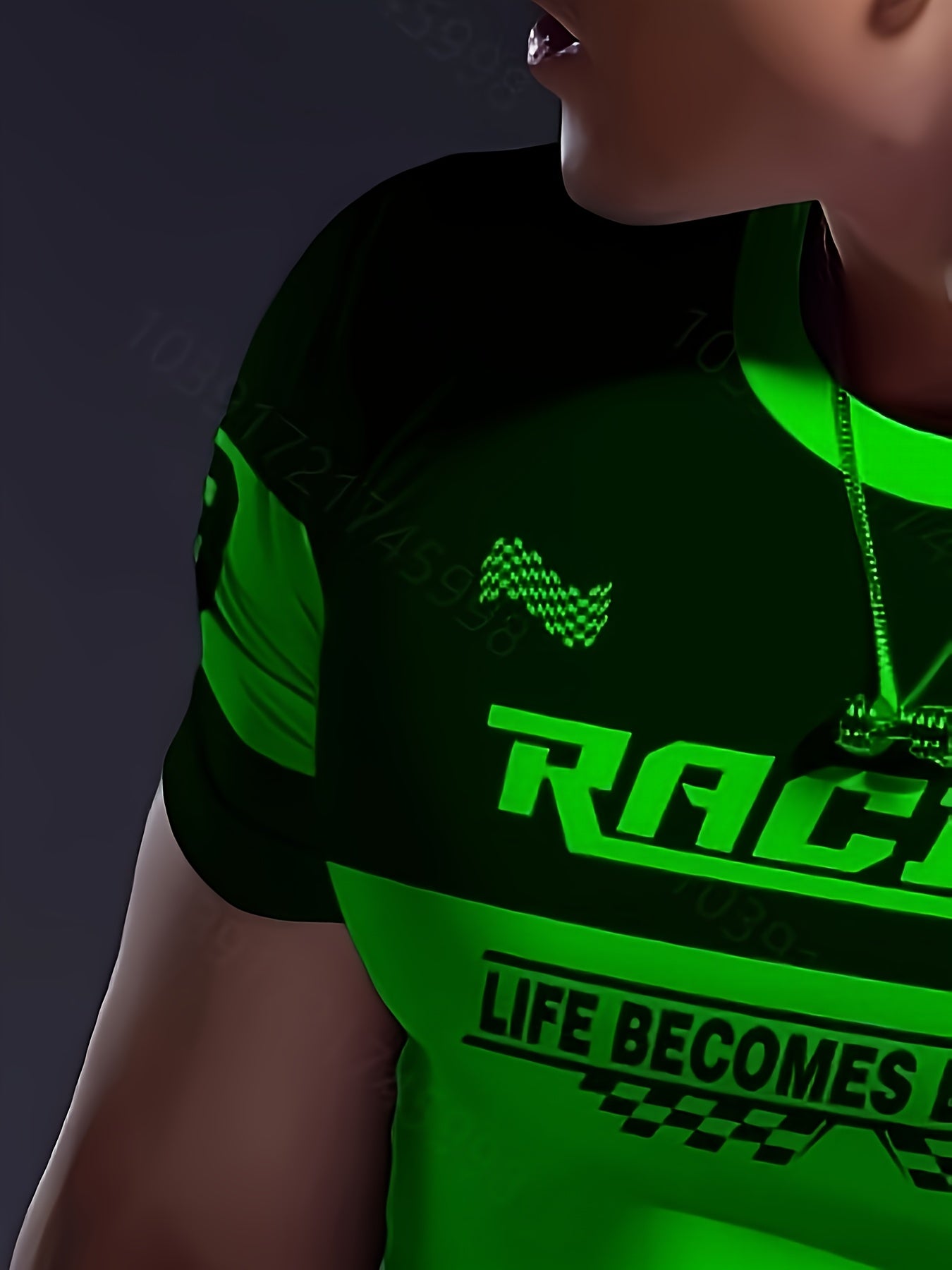 Men'S Racing Graphic T-Shirt - Bold Neon Green Black Racing Car Design, Lightweight Breathable Fabric for Motorsport Events, Casual Streetwear - Chicago Dream Maker Inspired Casual Attire, Racing Jersey, Event Apparel, Spor