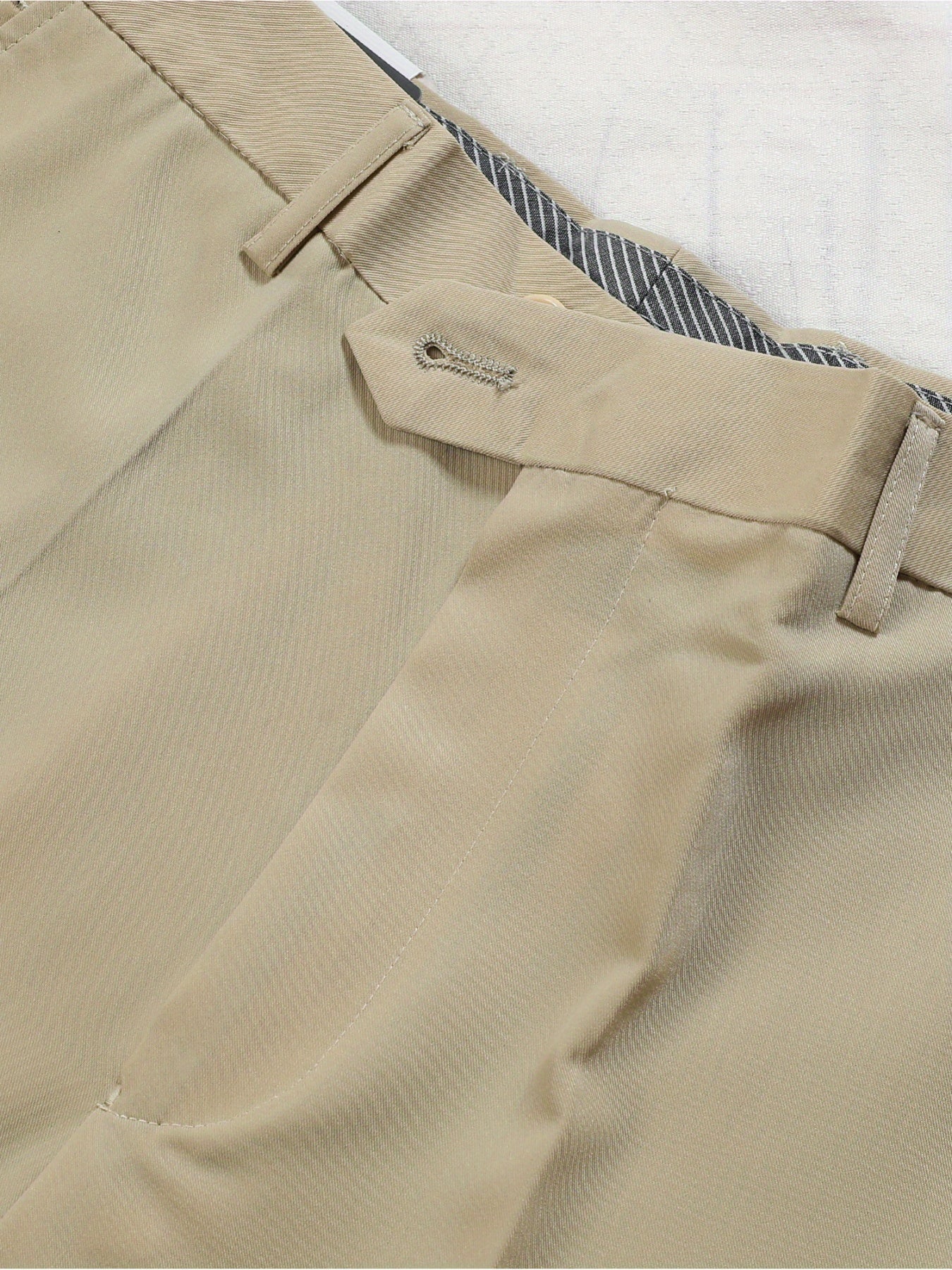 Men'S Solid Color Straight Leg Casual Business Casual Pants, Regular Length, Slight Stretch Polyester Fabric, with Pocket, for Spring/Fall