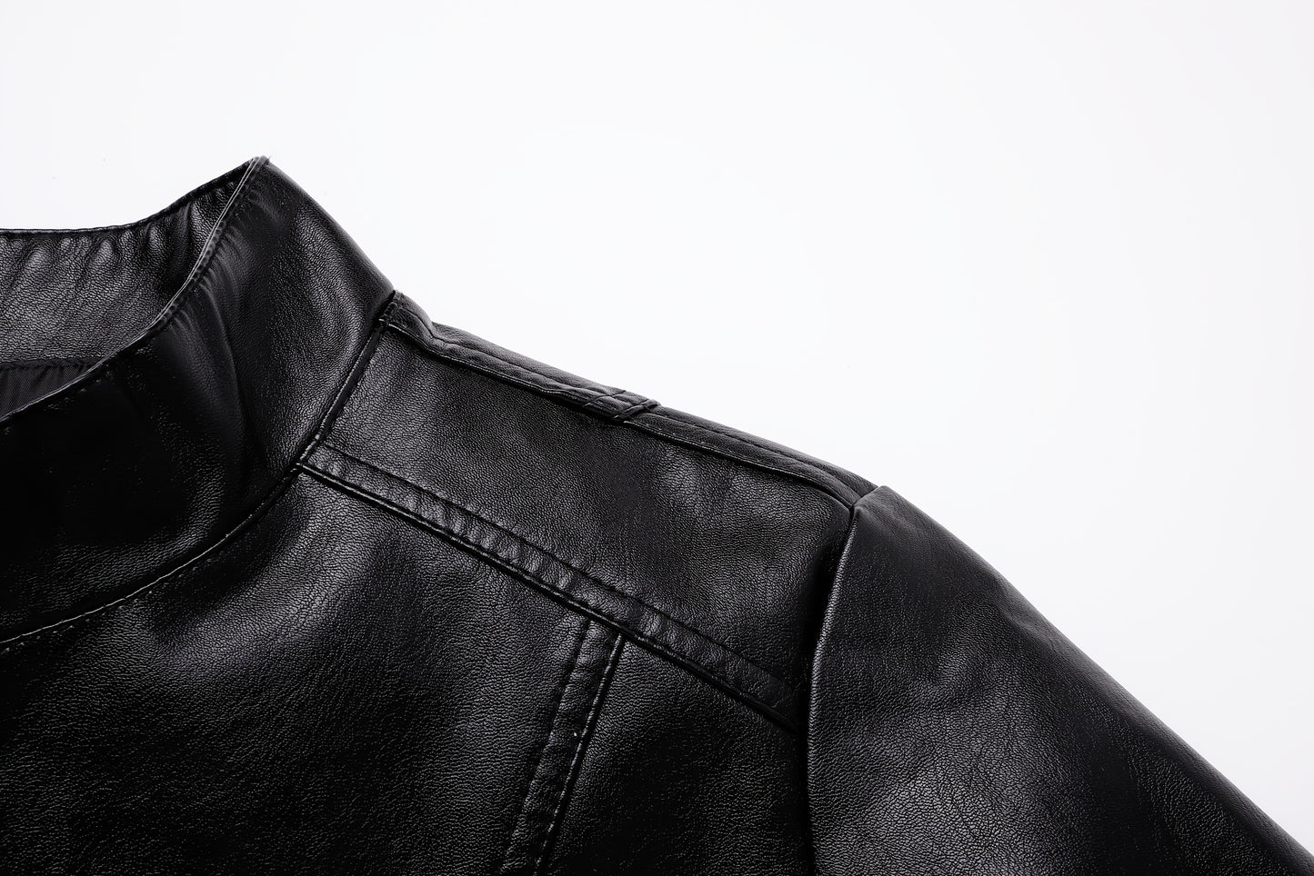 Men'S Casual Jacket - Stand Collar Zip-Up Long Sleeve - 100% Polyurethane, Solid Color, Non-Stretch Woven Fabric, Regular Fit with Functional Pockets for Daily Wear